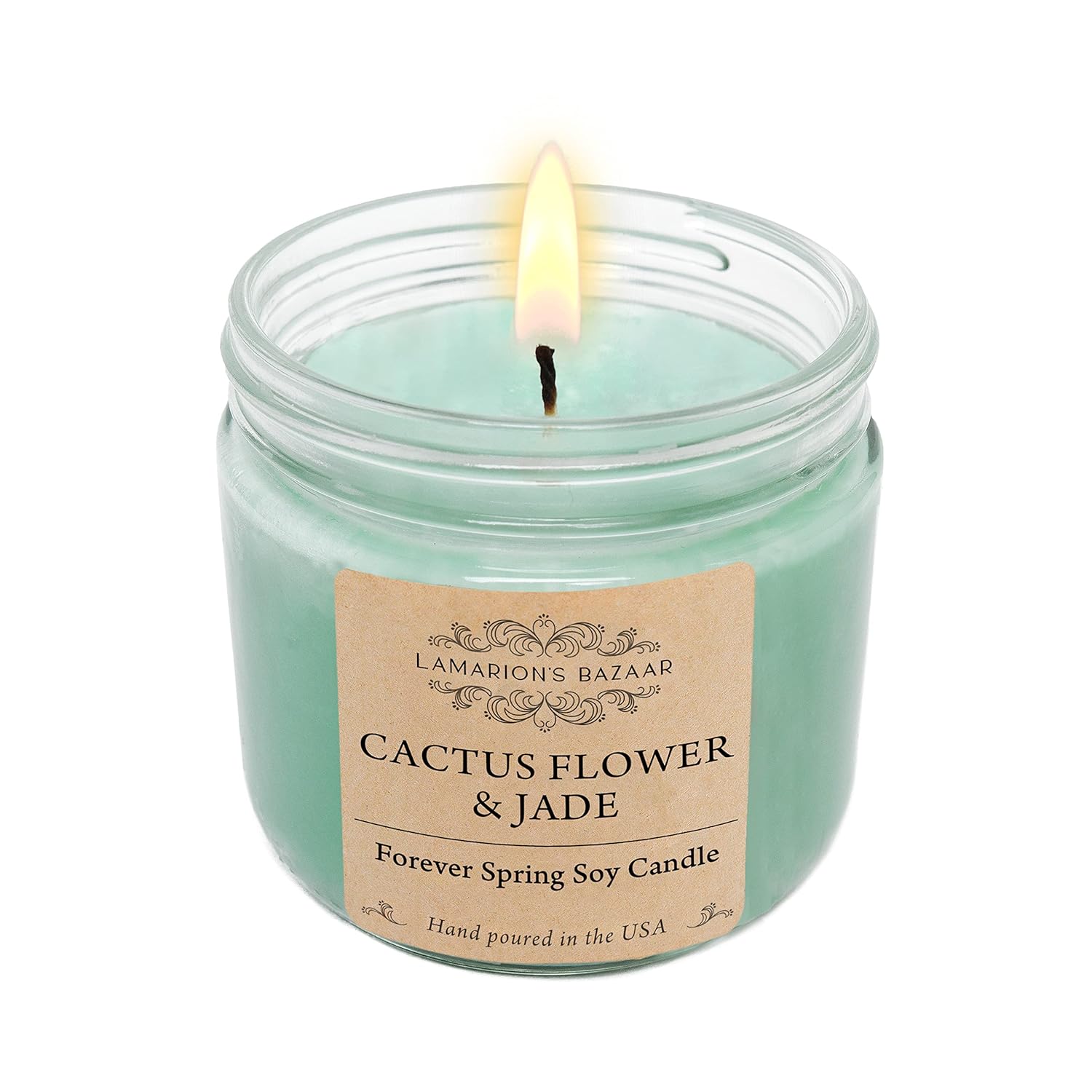 Cactus Flower & Jade Large Scented Soy Candle - Forever Spring Fragrance - Sweet Clean Floral Candle Gift For Women