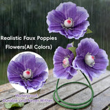 Giant Artificial Poppy Flowers - 38.5 Inch Tall Purple Fake Flowers With Stand - Set Of 3 Realistic Large Poppies For Wedding, Garden, Home, Hotel, Party & Shop Window Display Decor