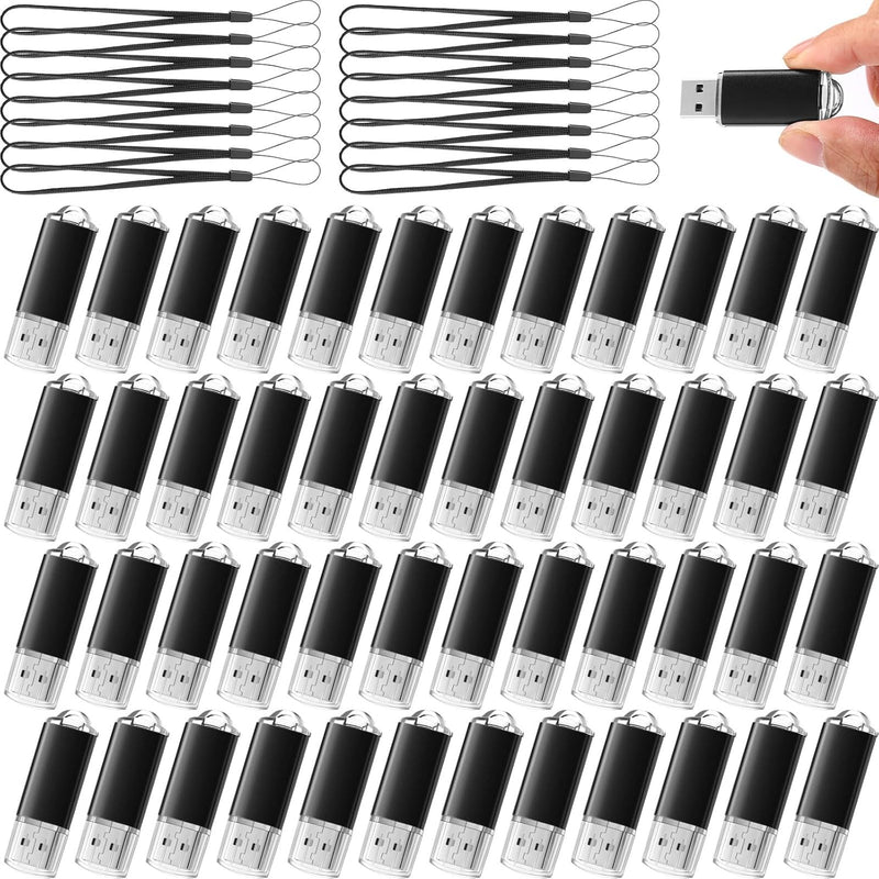 50 Pcs Usb 2.0 Flash Drives Bulk, Portable Usb Thumb Drive With 50 Black Lanya