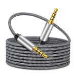 Male To Male Audio Cable 20Ft,4 Pole Hi-Fi Stereo Sound 3.5Mm Aux Cable Adapter/Auxiliary Cable/Aux Cord Compatible All 3.5Mm-Enabled Devices For Car (20Ft, Silver)