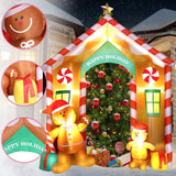 9.97 Ft Inflatable Christmas Arch Outdoor Decoration Blow Up Gingerbread Man Cookie House And Peppermint Decor With Led