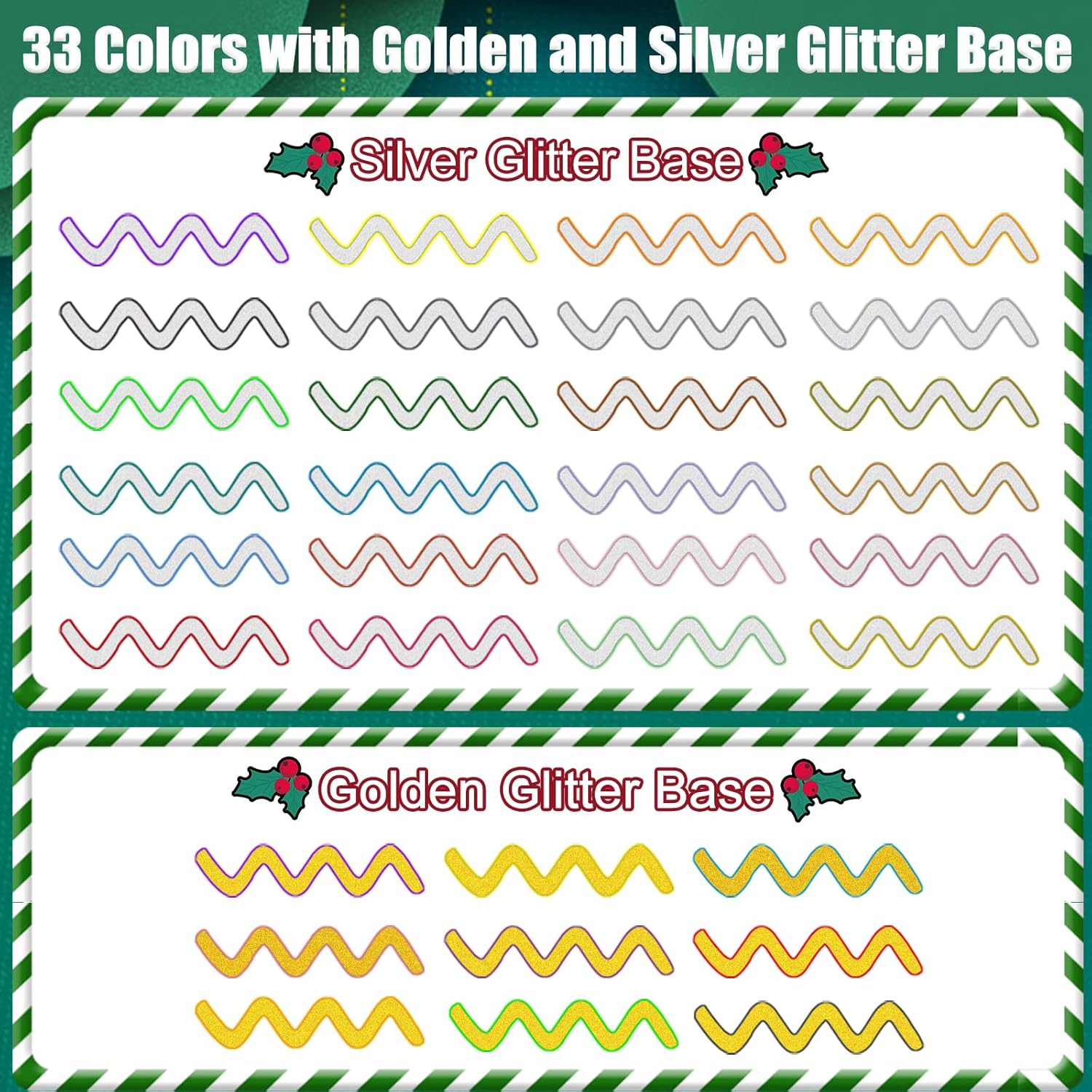33 Colors Christmas Double Line Outline Markers, Xmas Draw Markers Squiggles Shimmer Markers Set Christmas Outline Metallic Marker Pens For Christmas Greeting Card Festive Diy Crafts Supplies