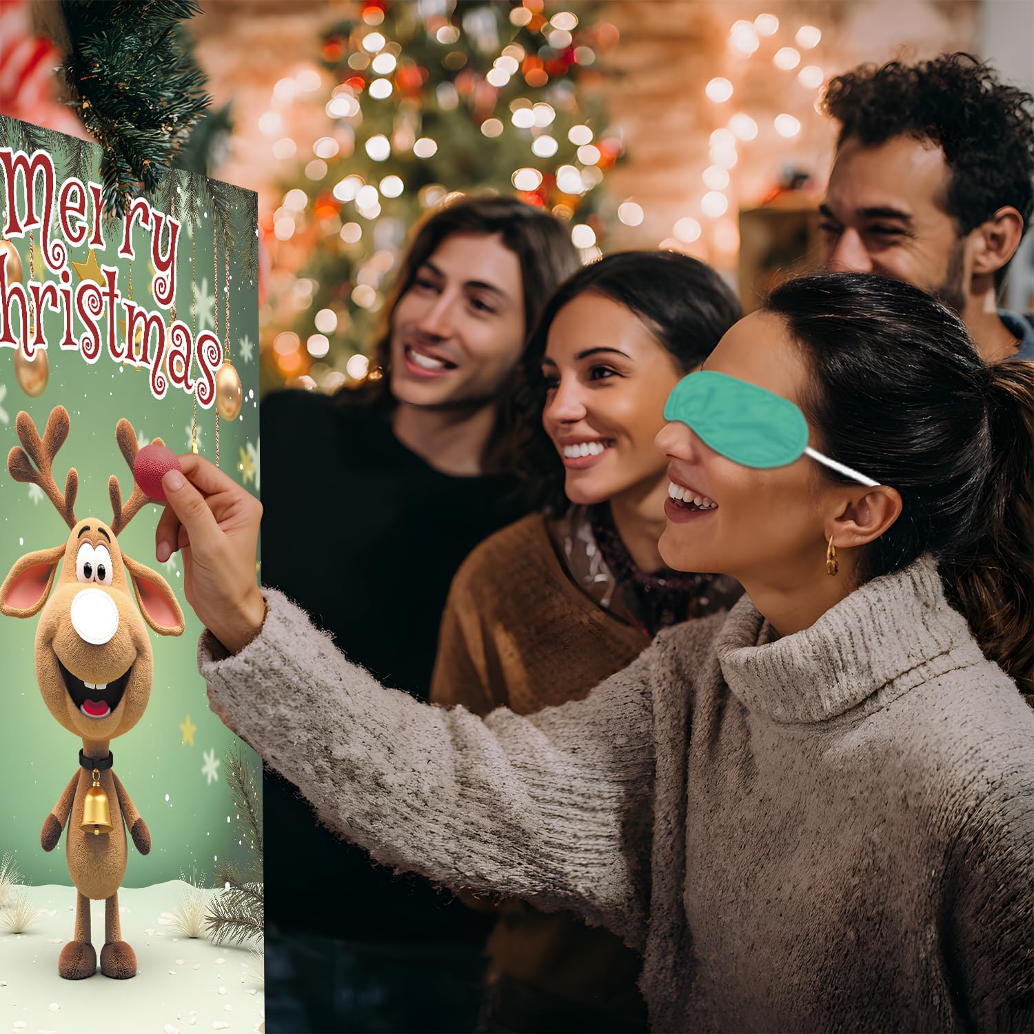 Christmas Game - Pin On The Cute Reindeer, Christmas Party Games Decorations Supplies Activities