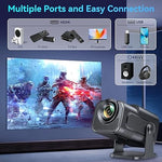 Smart Mini Projector, 1080P 4K, Android 11, WiFi 6, BT5.2, 180° Stand, Portable