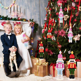 2 Pcs Crochet Christmas Nutcracker Characters With Wood Base Christmas Tree Crochet Tabletop Ornaments Xmas Holiday Nutcracker Soldier Figure Table Centerpieces Decoration Knitting Craft Art Supplies