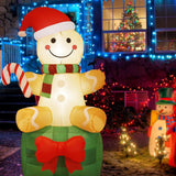 Christmas Inflatable Gingerbread Man With Giant Gift Box 6 Ft, Outdoor Xmas Holiday Decorations Blow Up, Inflatable Yard