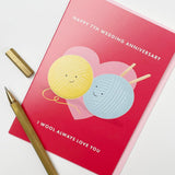Old English Co. Happy 7Th Anniversary Card - Wool Anniversary Greeting Card - Funny 7Th Anniversary Card For Husband Or Wife - Wool Wedding Anniversary Card For Couple | Blank Inside With Envelope