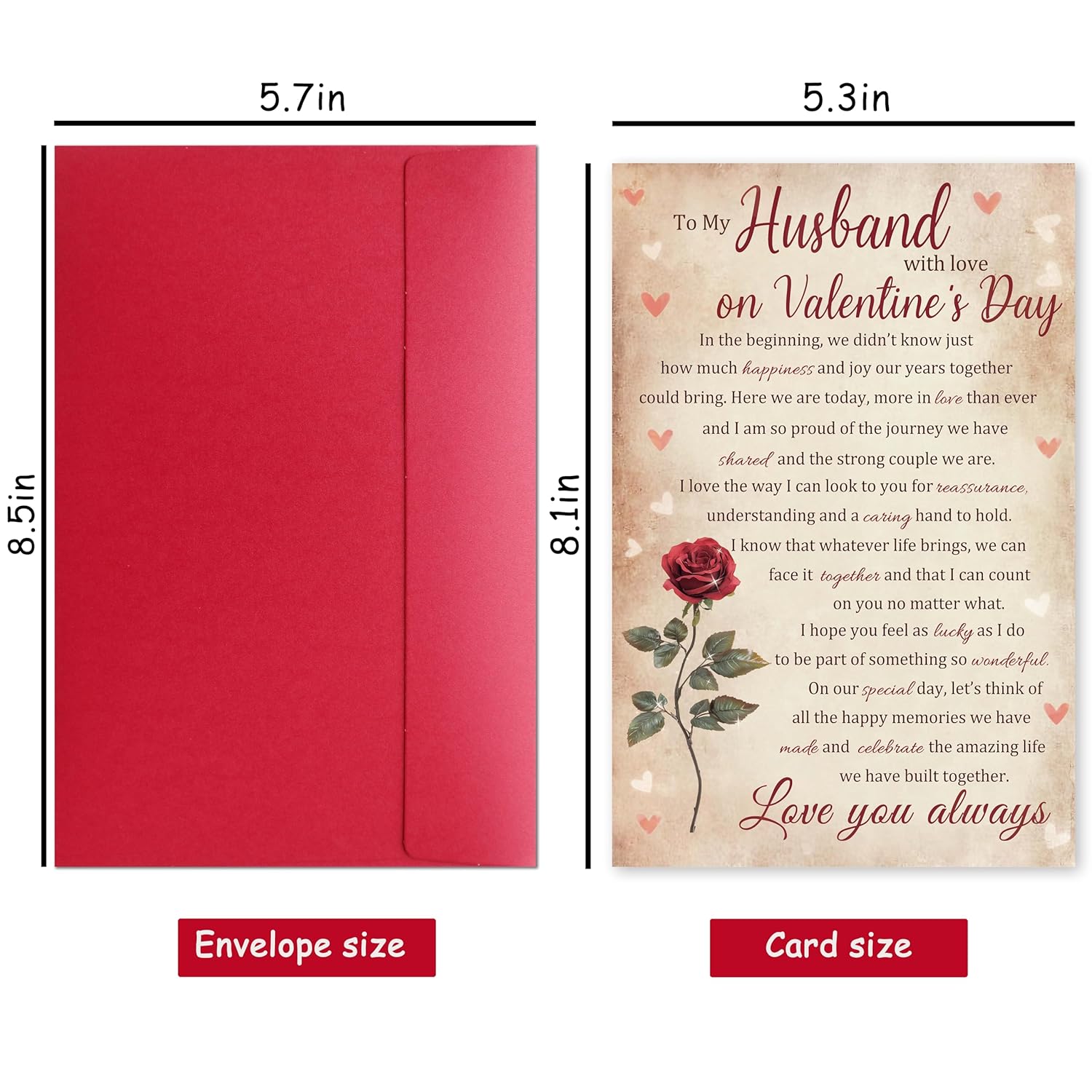 Poem Valentine’S Day Card Gifts For Husband Him, Romantic Wife To Husband Greeting With Heartfelt Love Message