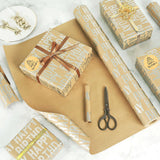 Birthday Wrapping Paper Roll, Silver And Brown Kraft Happy Birthday Wrapping Paper Jumbo Roll For Boys Girls Women Men, 17X590 Inch (70 Sq. Ft.)