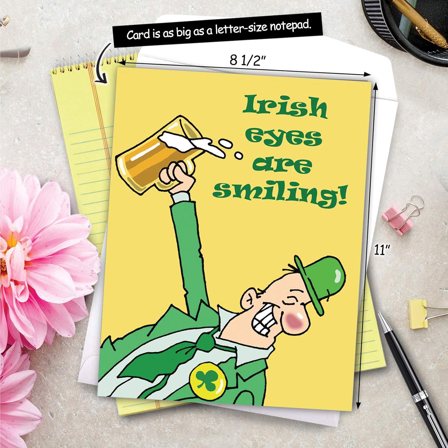 - Jumbo St Patrick'S Day Card (8.5 X 11 Inch) - Funny Notecard For Saint Pattys Day, Adult Humor - Irish Eyes Are Smiling J4469