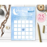 Baby Shower Games, Over The Moon Baby Shower Decorations, Baby Shower Bingo Gender Reveal Games Cards For Baby Shower Party, Gender Reveal Party, Set Of 25 Game Cards (C04)