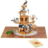 Cat Tree Pop Up Card, Funny Cats, 3D Greeting Card, Gifts For Birthday, Valentines Day, Mothers Day, Fathers Day, Cat Person, 5X7 - Includes Envelope And Message Note