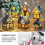 6-Bulb 12Ft Light Cord For Christmas Village Houses Accessories, Clip Light For Blow Mold, Replacement C7 Led Lights Wit