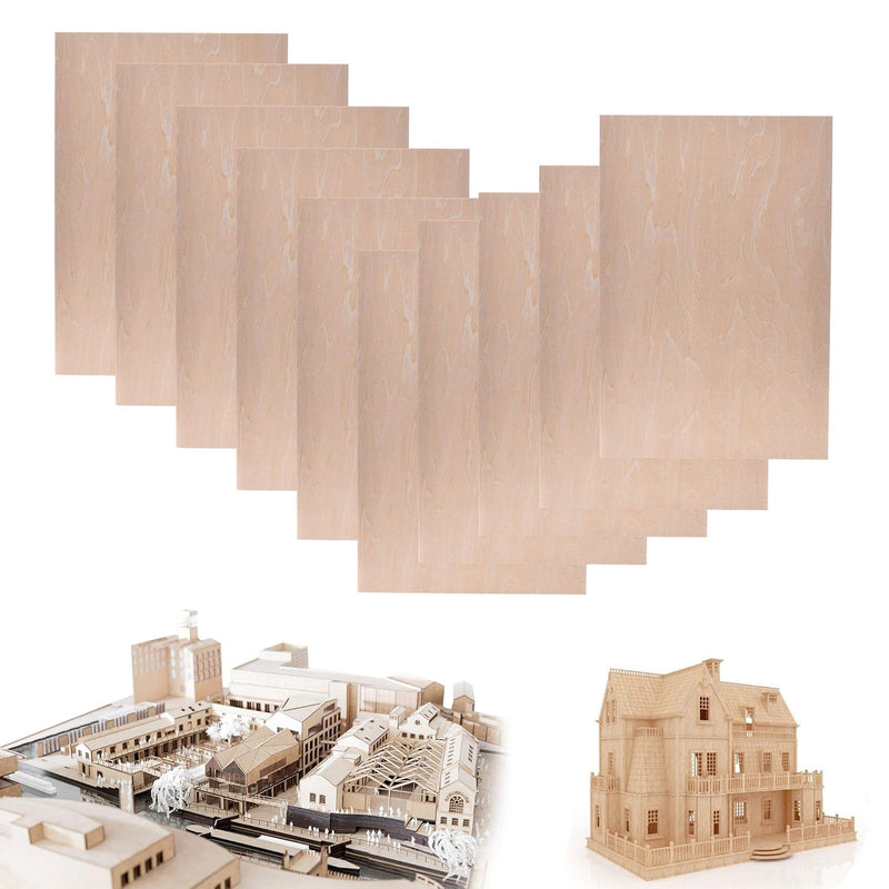 10 Pack Basswood Sheet, 1/16 X 8 X 12 Inch Thin Plywood Wood Sheets For Crafts