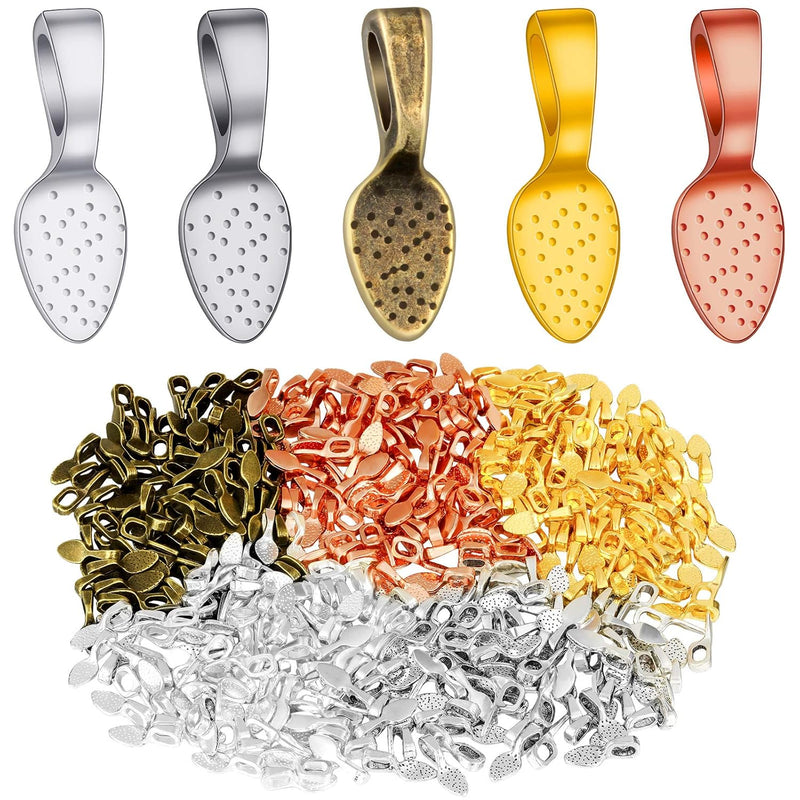 400 Pieces Spoon Glue On Bails Pendants Oval Jewelry Glue On Earring Bails Pen