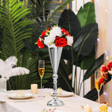 Artificial Roses Flowers, 2 Pcs Flower Ball Arrangement Bouquets 15 Heads Plastic Roses With Base, Perfect For Wedding Party Valentines Table Decoration, Home Décor, Wedding Centerpieces?Red White?