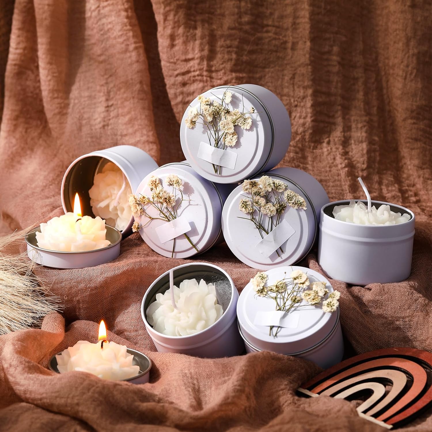 12 Pcs Bridesmaid Gift Scented Candles Bridesmaid Proposal Candle Soy Wax Flower Candles Sets For Women Gift Maid Of Honor Wedding Bridal Shower Favors For Guests(White)