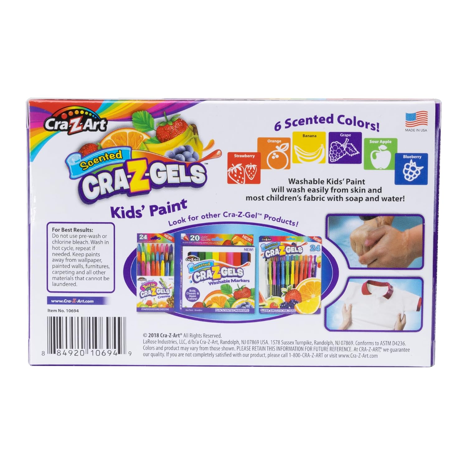 Cra-Z-Gel Scented Washable Kid’s Paint 2oz 6 Color Set