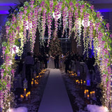 12 Pack 1 Piece 3.6 Feet Artificial Flowers Silk Wisteria Vine Ratta Hanging Flower For Wedding Garden Floral Diy Living Room Office Decor (Purple)