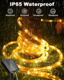 46FT Solar Rope Lights 120 LED Warm White Waterproof Outdoor String Lights with 8 Modes
