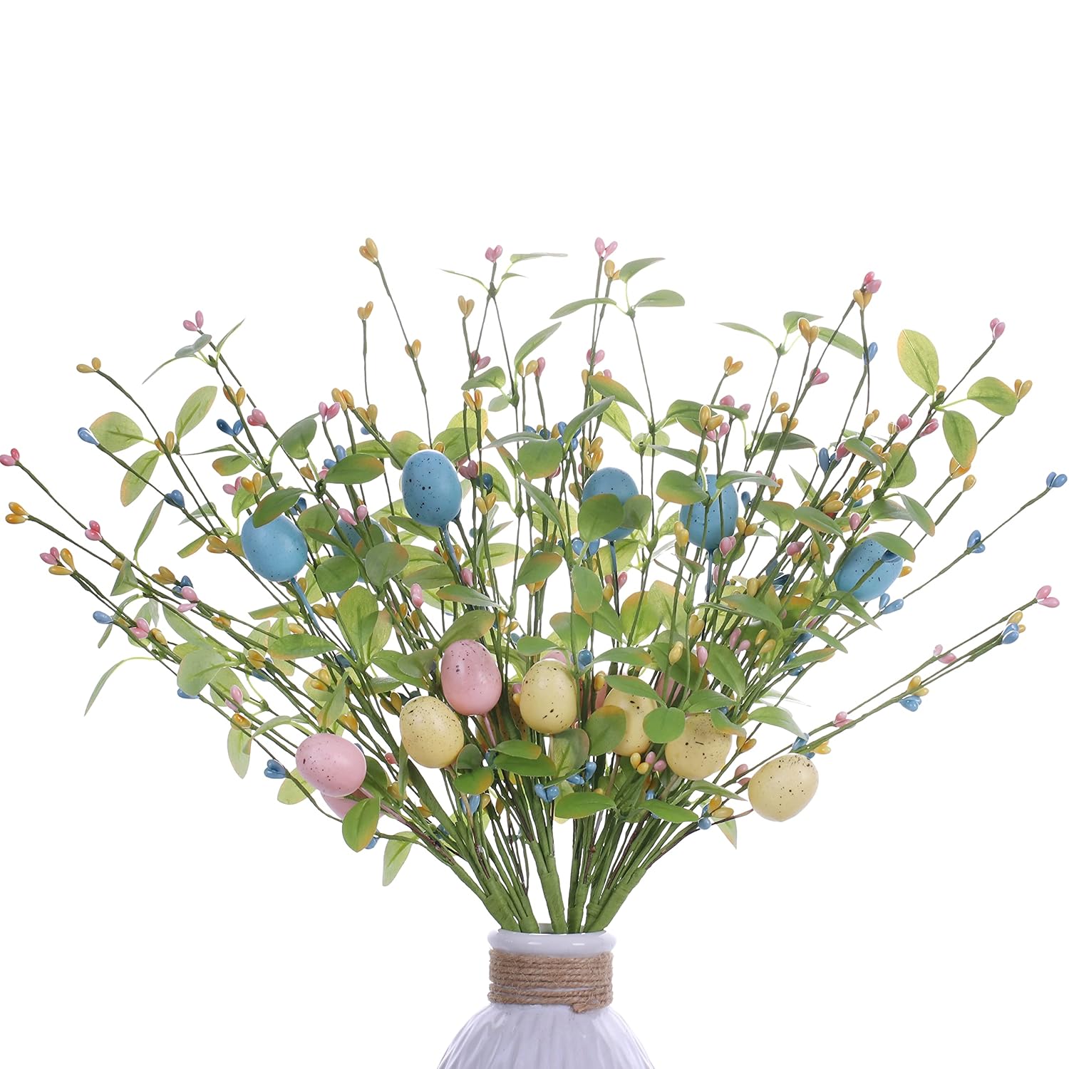 Artificial Easter Flowers 6 Pack Easter Floral Stems 17 Inch Egg Picks With Berries For Vase Table Centerpiece Crafts Easter Decorations