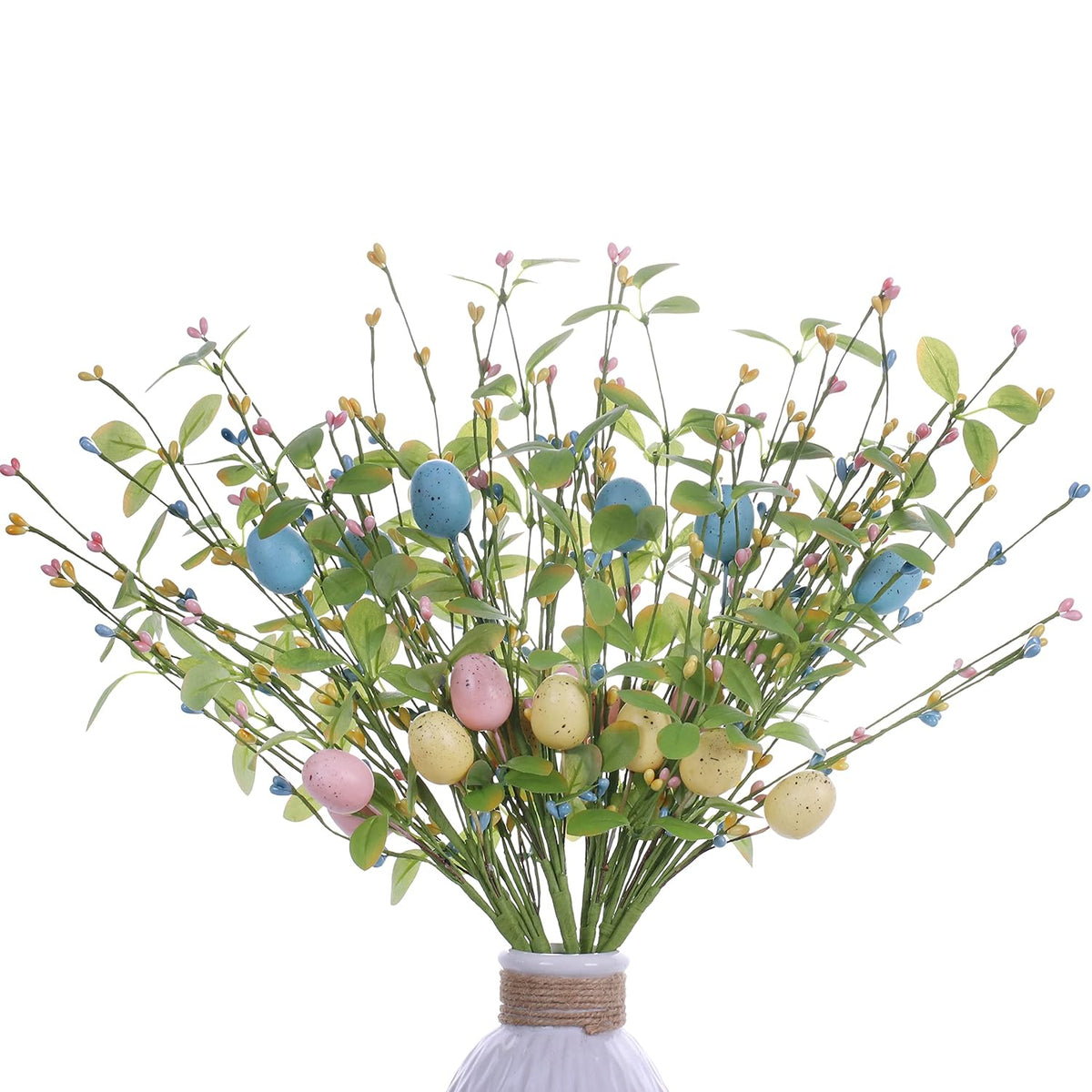 Artificial Easter Flowers 6 Pack Easter Floral Stems 17 Inch Egg Picks With Berries For Vase Table Centerpiece Crafts Easter Decorations