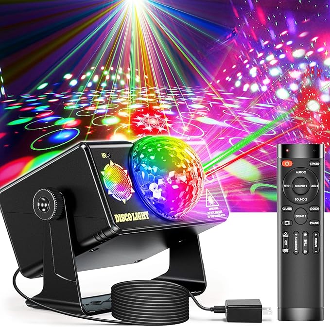 DJ Disco Party Lights Sound Activated LED Strobe Stage Light for Birthday Wedding Karaoke