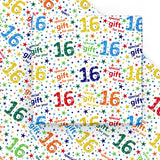 Birthday Wrapping Paper Sheet - 6 Sheets Colorful 16Th Birthday Design Folded Flat For Party, Baby Showers - 19.7 Inch X 27.5 Inch Per Sheet
