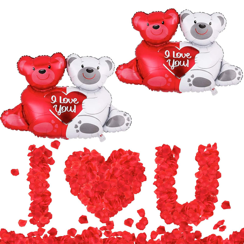 , Huge Teddy Bear Balloons Set - 40 Inch, Rose Petals Pack Of 2000 | I