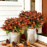6Pcs Outdoor Artificial Plants Uv Resistant Fake Flowers Plastic Plants Morning Glory Greenery Shrubs For Outside Home Garden Patio Window Box Summer Fall Décor Red