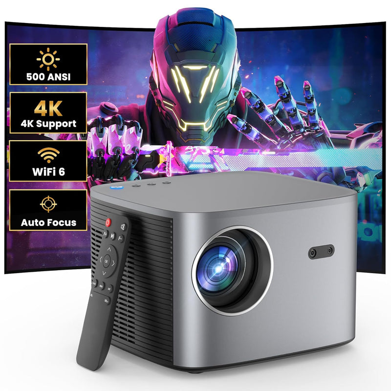 [Auto Focus/Keystone] Projector With Wifi 6 And Bluetooth 5.2, Support 4K Proj