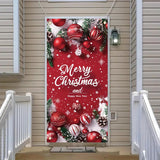 Merry Christmas Door Banner 35X71 Inch Red Christmas Front Door Cover With Snowflakes And Lettering For Xmas Winter Seasonal Holiday Party Porch Wall Hanging New Year Entryway Decoration