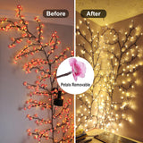 Cherry Blossom Led Lights For Wall Decor, 48 Led Willow Vine Twig Garland With Remote Control, 8 Lighting Modes, Indoor