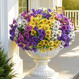 Artificial Fake Pansy Flowers For Outdoor Outside, 20Pcs Faux Silk Mixed Pansies Uv Resistant Flowers For Porch Yard Patio Window Box Home Decor (Fuchsia Purple Yellow White)