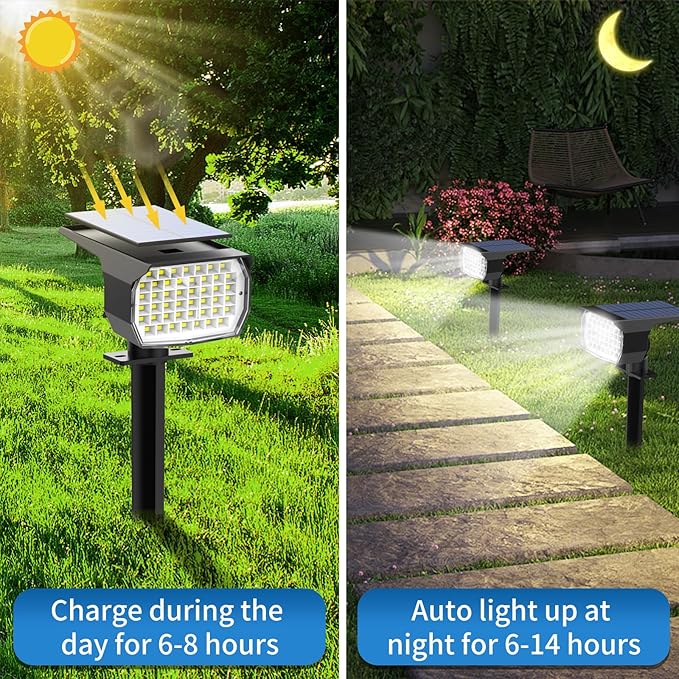 10 Pack 46 LED Solar Spot Lights Waterproof 2 in 1 Cool White Landscape Pathway Lights