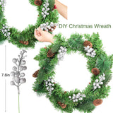 14 Pack Christmas Glitter Berries Stems, 7.8Inch Silver Artificial Christmas Picks For Christmas Tree Ornaments, Diy Xmas Wreath, Crafts, Holiday And Home Decor