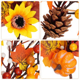 6 Pack Artificial Maple Leaves Branches Autumn Pumpkin Berry Twig Stem Orange Fall Stems Fake Artificial Flower Picks For Thanksgiving Christmas Harvest Festival Decoration Diy Floral Arrangements