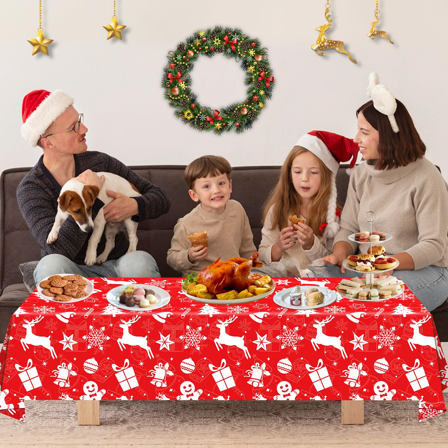 4 Pack Disposable Red Rectangle Table Cloths - 54X86' - Merry Christmas Party Decor For Xmas Holiday