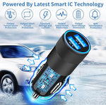 MFi Certified iPhone Fast Car Charger, Dual USB + 2-Pack Lightning Cables