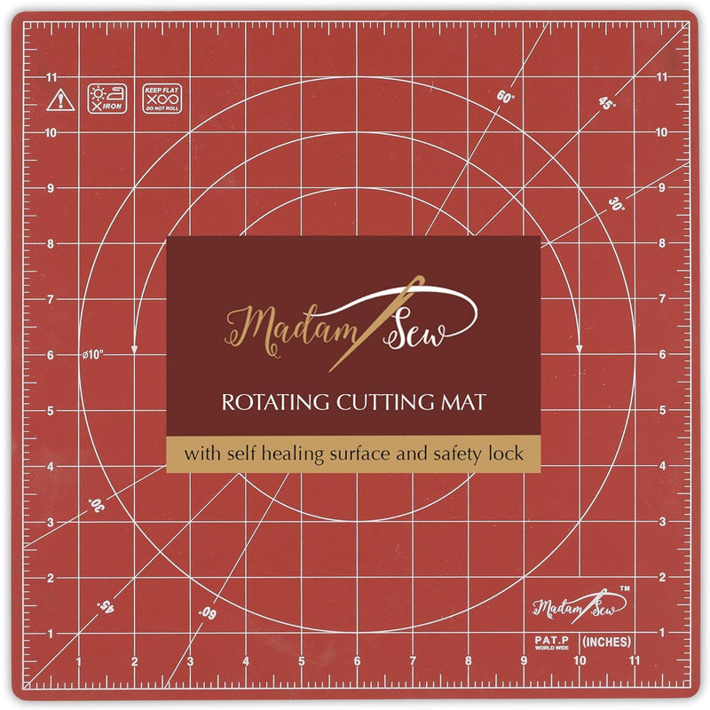 Self Healing Cutting Mat, 12X12 Rotating Cutting Mat For Quilting, Sewing And