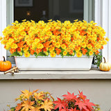 24 Bundles Artificial Fall Flowers For Outdoors Fake Daisy Mums Flowers Uv Resistant Autumn Flowers No Fade Indoor Outside Home Wedding Garden Porch Fall Décor (Orange Yellow)
