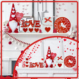 8Pcs Valentines Day Tiered Tray Decor Set - Valentines Gnomes Plush, Wood Love Signs, Wooden Beads Garland - Farmhouse Valentines Day Decorations For Home Table