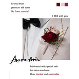 Red Boutonniere For Men,Set Of 6,Groom Boutonniere For Wedding,Anniversary,Homecoming,Formal Dinner Party,Wedding Decor,Artificial Red Rose