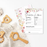 Floral Fill In Baby Shower Game Cards - Baby Prediction & Advice Game For Boys & Girls -Watercolor Flowers Baby Announcement Gender Reveal Baby Shower Party Activities For New Parents To Be - B01