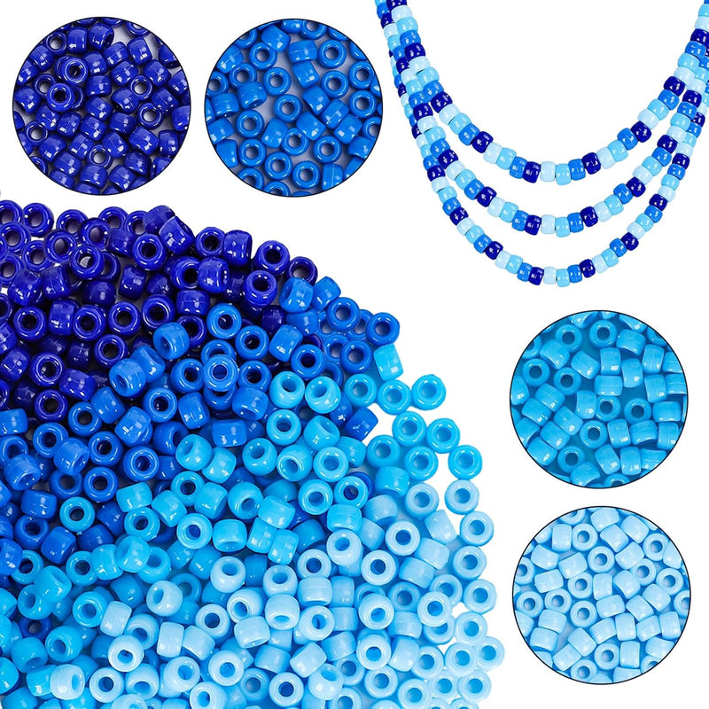 3000Pcs Blue Pony Beads Bulk Blue Gradient Color Craft Plastic Beads 4 Mixed C