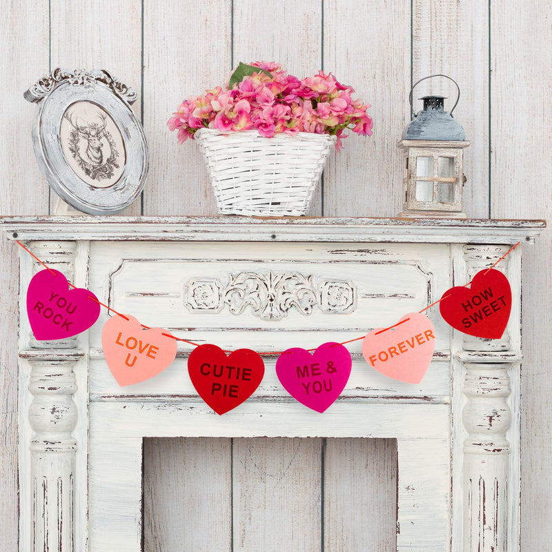 Valentine'S Day Felt Heart Garland Banner For Indoor Outdoor Wedding E