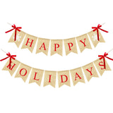 Happy Holidays Banner Burlap, Christmas Decorations For Home Office, Christmas Banner For Fireplace Mantel Indoor Outdoor Decor, Happy Holidays Sign Xmas Party Supplies