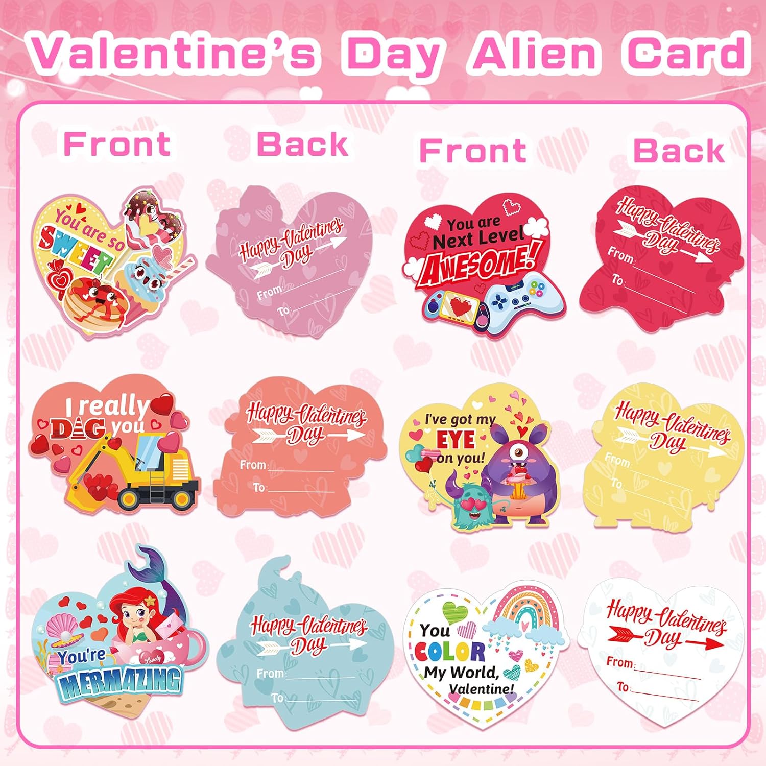 28 Pack Valentine'S Day Candy Heart Cards,14 Assorted Designs Heart Sports Games Valentines Day Greeting Cards With 28 Envelops For Kids School Valentines Gifts Cards School Classroom Exchange