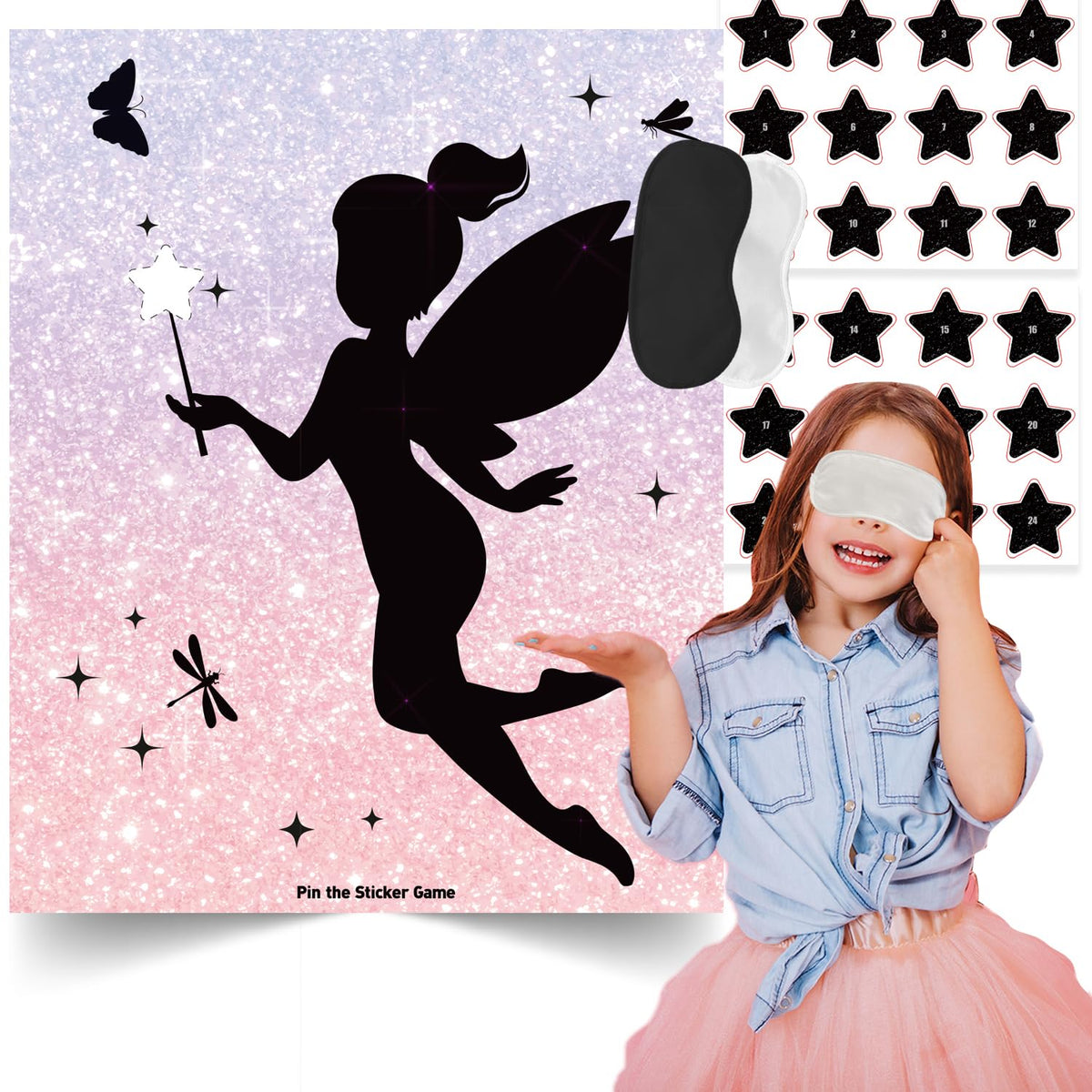 Fairy Birthday Party Games, Pin The Star On The Fairy Game, Fairy Party Decorations Party Favors Supplies Birthday Party Funny Games