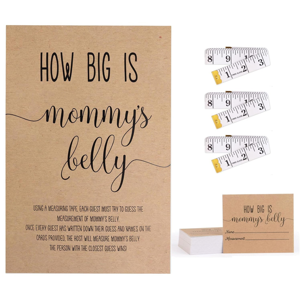 How Big Is Mommy'S Belly Kraft (54 Pieces) Fun, Easy Baby Shower Game, Gender Neutral Unisex